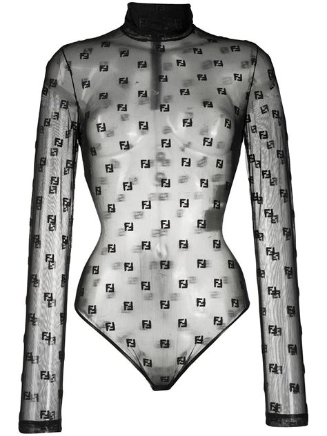 fendi black ladies top|Fendi sheer bodysuit.